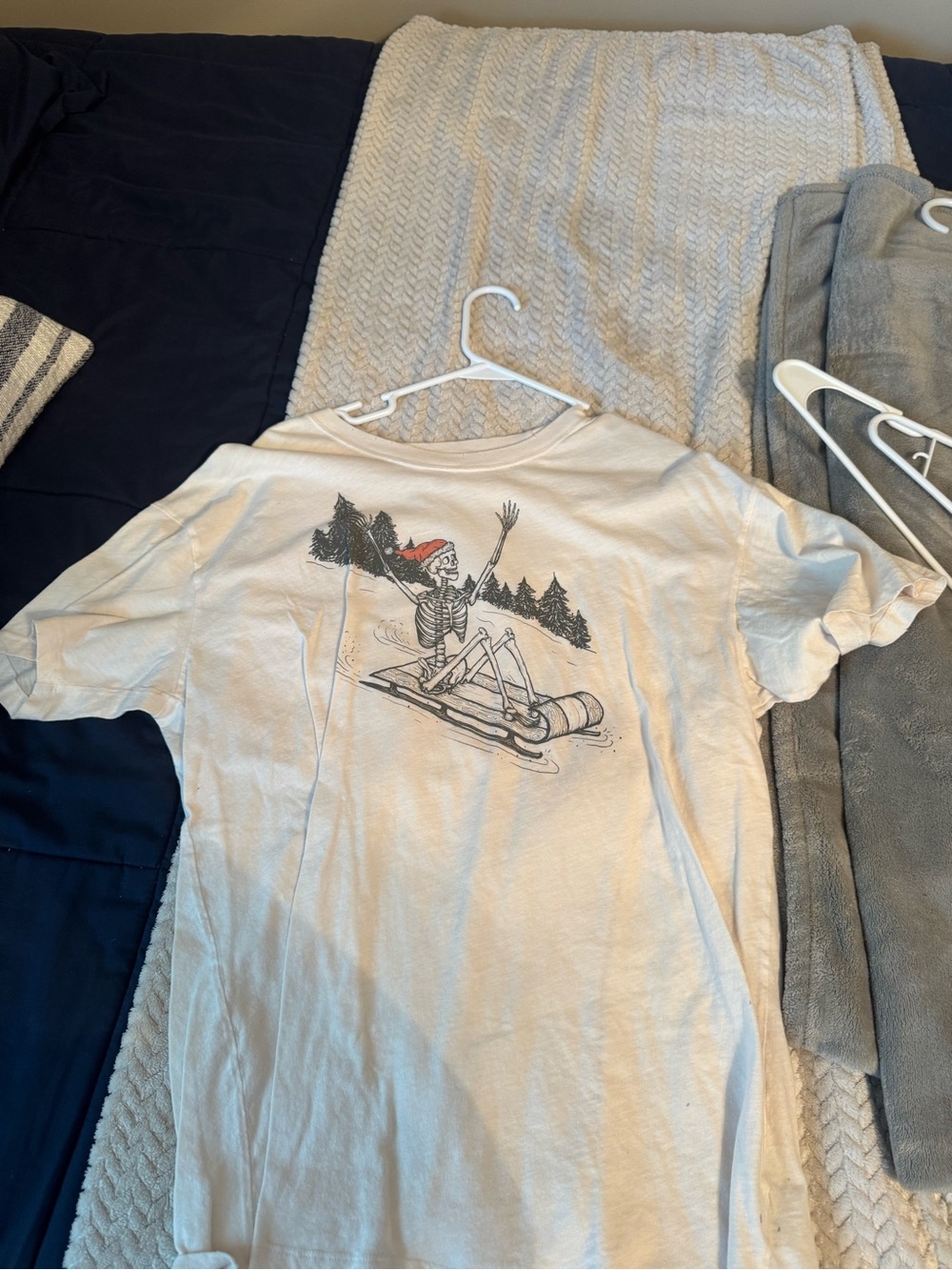 American Eagle Outfitters White Graphic Tee with Black and Red Print